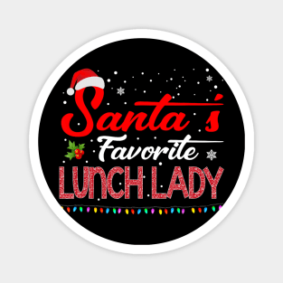 Santa's Favorite Lunch Lady Christmas Santa Hat Lights Magnet